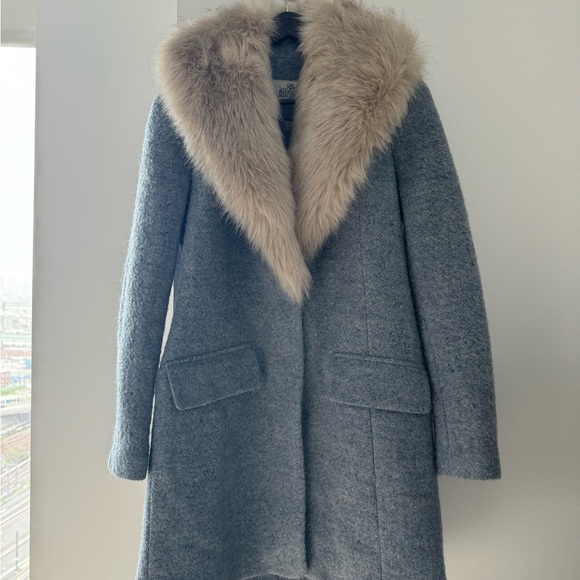 Belle Badgley Mischka The Holly Coat with Faux Fur Hood - Picture 5 of 7